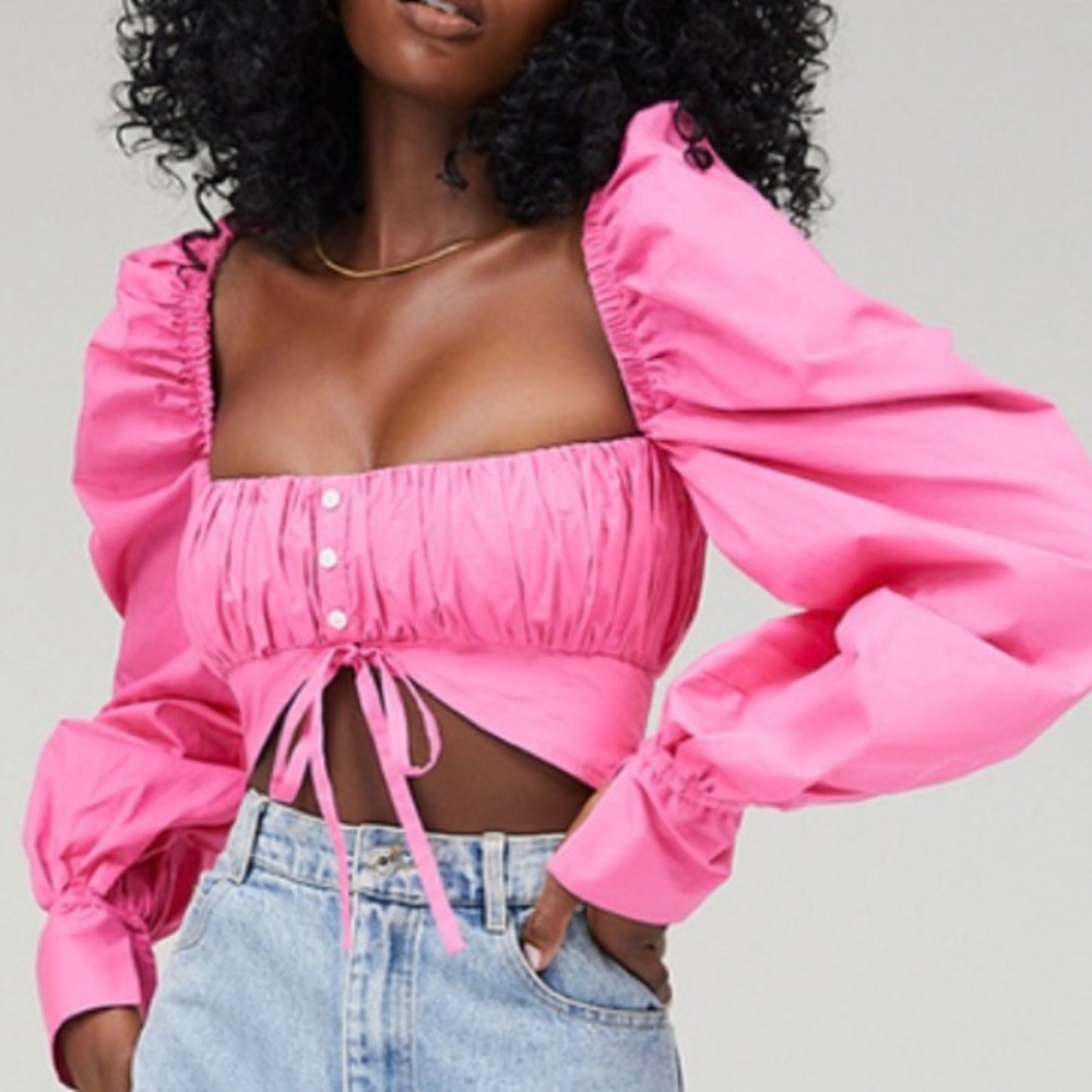 House of CB - BALLOON SLEEVE CROP TOP